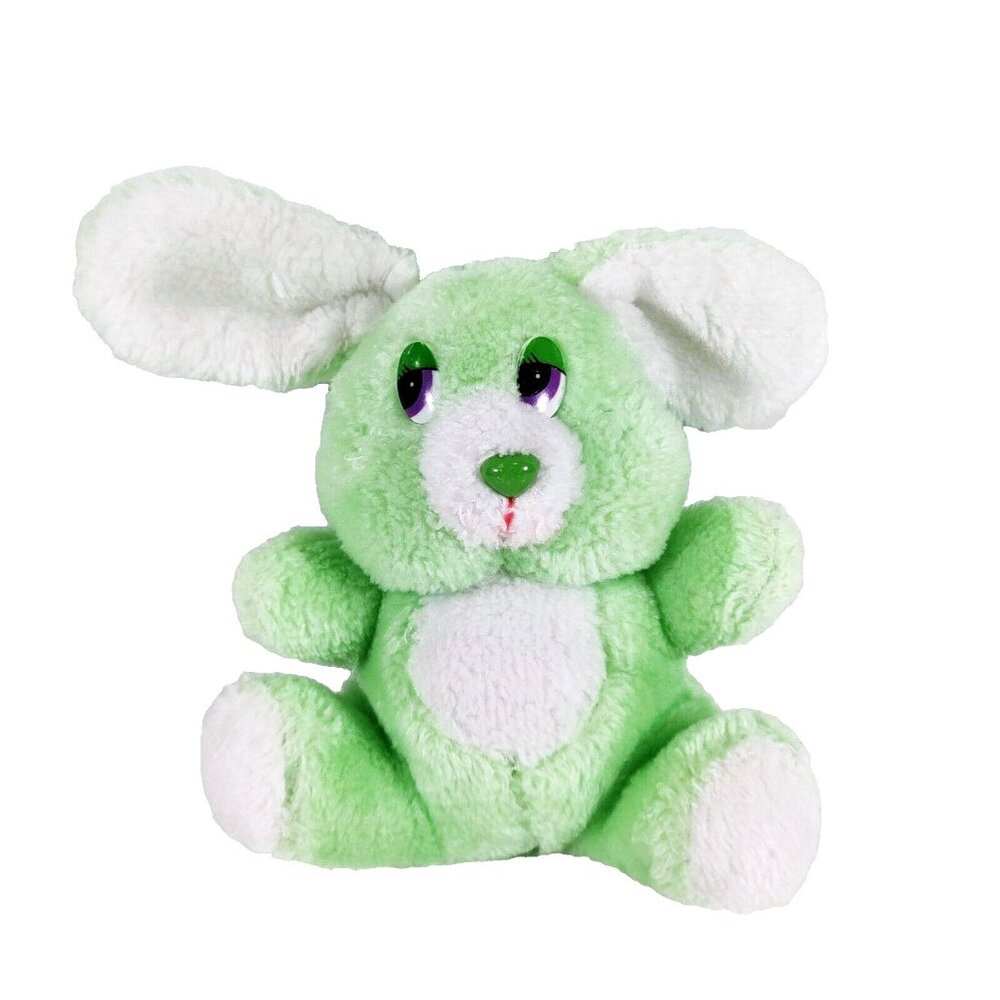 Vintage Best Made Toys Green White Bunny Rabbit Plush 8" Stuffed Animal